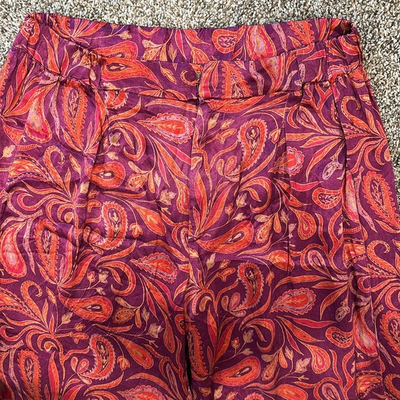 9. Free People Good Days Satin Paisley Trousers FLAWED - Picture 5 of 8